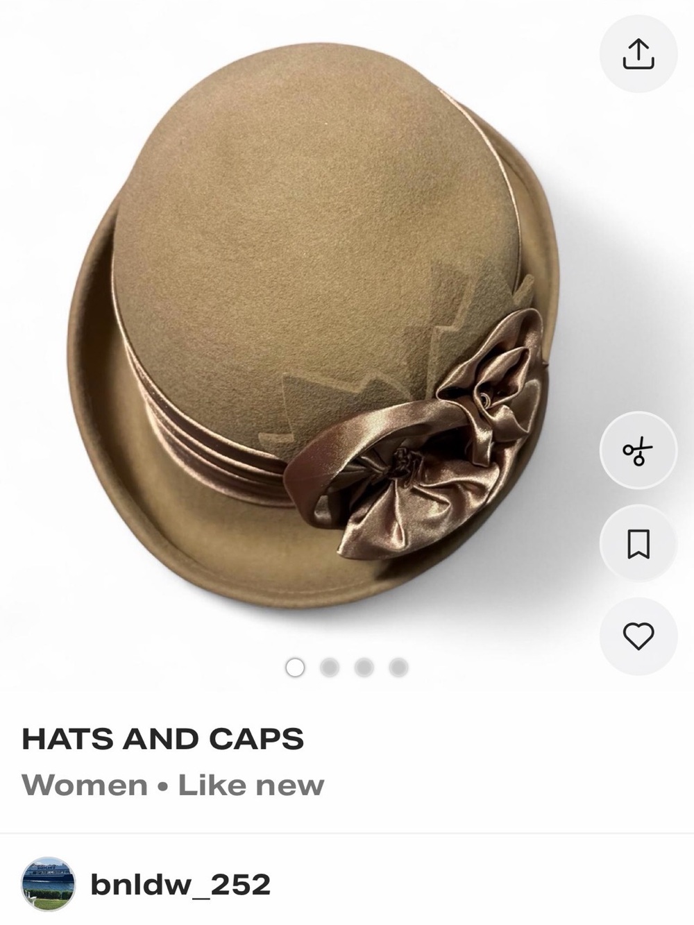 TC Brown Felt Cloche Hat with Satin Flower Accent